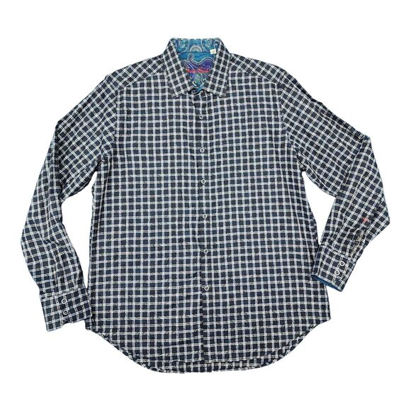 Robert Graham Men's Blue & Black Check Button Down Size L - Picture 1 of 11